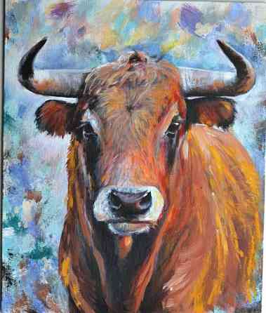 Картина маслом "Бык" Живопись Декор Купить картину на холсте в Донецке от художника Донецк