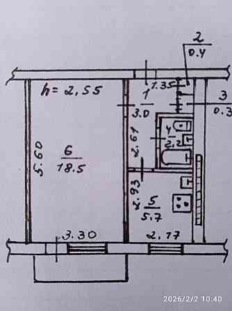 Продам 1ком 30.7 м² Пролетарский район Донецк