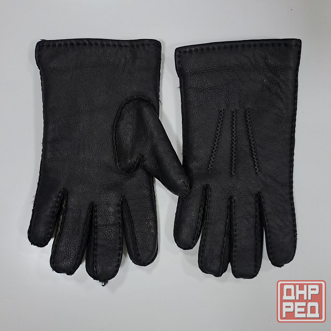 Перчатки мужские черные кожаные зимние большие Донецк - изображение 1