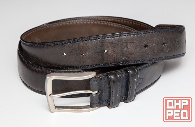 Ремень мужской кожаный б/у темно-серый Leyva Испания Донецк - изображение 1