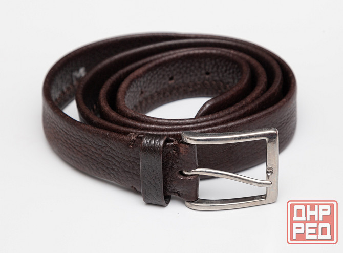 Ремень мужской кожаный б/у коричневый Leyva Испания Донецк - изображение 1
