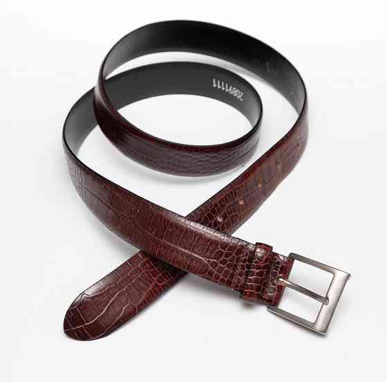 Ремень мужской кожаный б/у коричневый рептилия Донецк