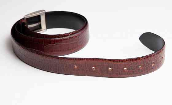 Ремень мужской кожаный б/у коричневый рептилия Донецк