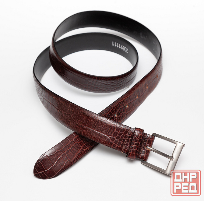 Ремень мужской кожаный б/у коричневый рептилия Донецк - изображение 2