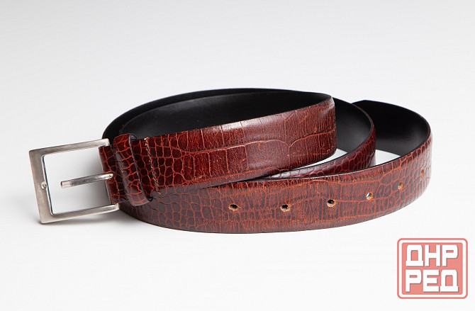 Ремень мужской кожаный б/у коричневый рептилия Донецк - изображение 7