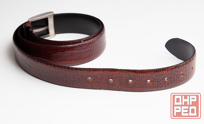 Ремень мужской кожаный б/у коричневый рептилия Донецк - изображение 4