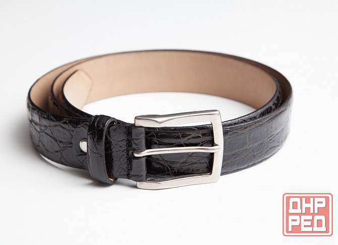 Ремень мужской кожаный б/у рептилия Feraud черный Донецк - изображение 1