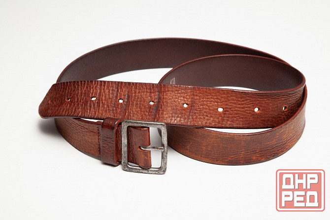 Ремень мужской кожаный б/у коричневый Донецк - изображение 4