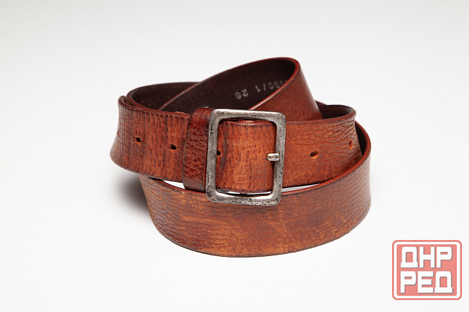 Ремень мужской кожаный б/у коричневый Донецк - изображение 3