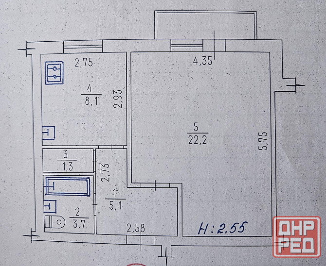 Однокомнатная квартира Горловка - изображение 1