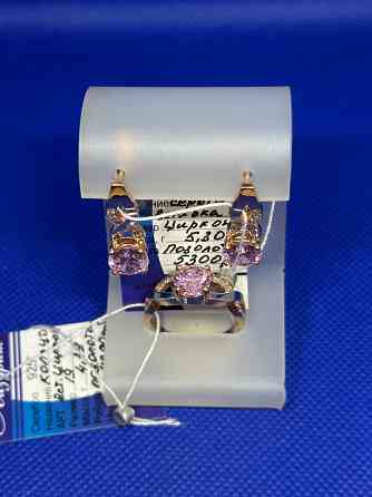 Серебро в позолоте.Кольцо, серьги. Донецк