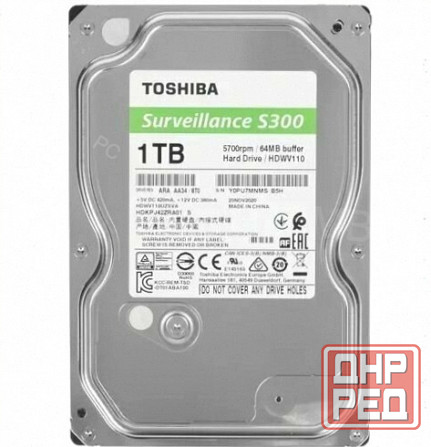 Жесткий (арт:арт-5575) диск 3.5" Toshiba S300 1 тб Surveillance (Hdwv110uzsva) Донецк - изображение 1