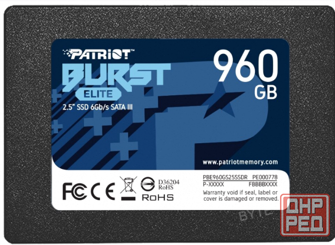 Ssd [арт-5749] Patriot Sata Iii 960gb Pbe960gs25ssdr Burst Elite 2.5" Макеевка - изображение 2