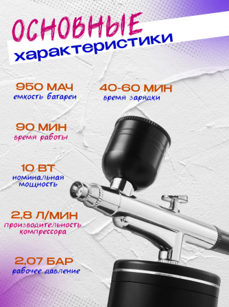 Профессиональный косметический аэрограф для маникюра и декора тортов, беспроводной, портативный Донецк