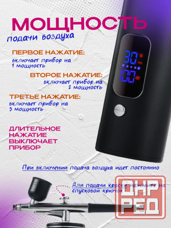 Профессиональный косметический аэрограф для маникюра и декора тортов, беспроводной, портативный Донецк - изображение 7
