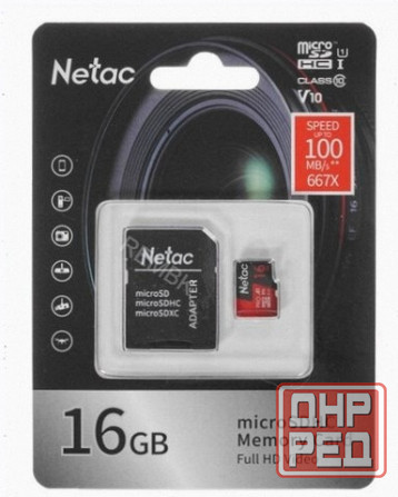 Карта (ар:арт-4962) памяти Netac P500 Pro Microsdhc 16gb сLass 10 Uhs-I 100mb/S + Adp (Nt02p500pro-0 Донецк - изображение 1