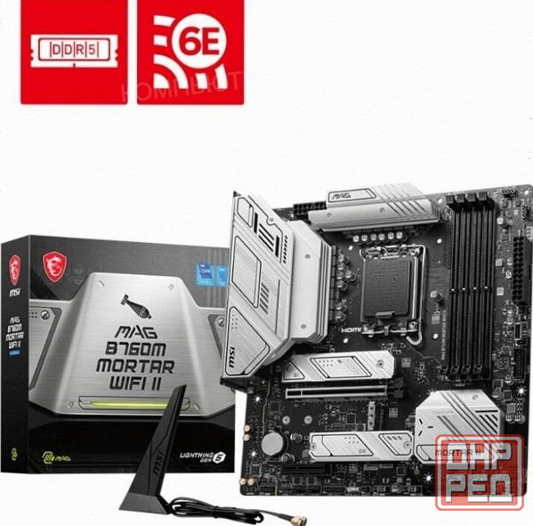 Материнская [арт-3473] плата Msi Mag B760m Mortar Wifi Ii Matx Lga1700 4ddr5 Pci-Ex16 Pci-Ex4 3m.2 4 Донецк - изображение 1