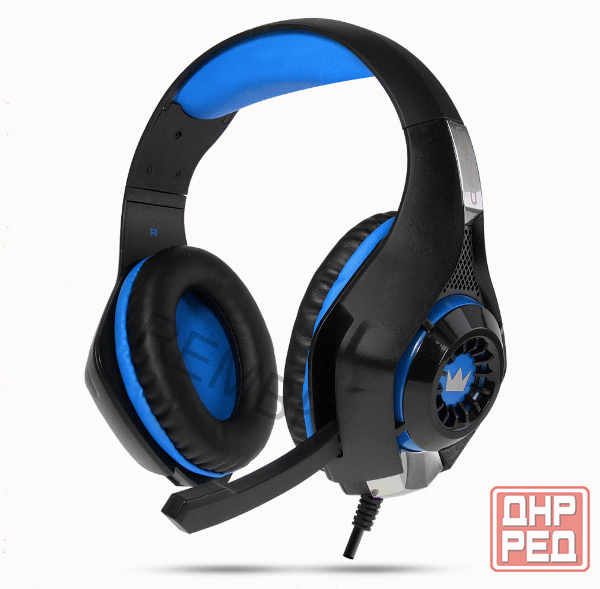 Игровые [арт-5825] наушники проводные с микрофоном Crown Micro Cmgh-101t чёрный/синий Донецк - изображение 1