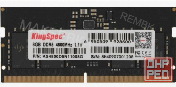 Оперативная (арт:арт-1027) память So-Dimm Kingspec Ddr5 8gb 4800mhz Ks4800d5n11008g Rtl Pc5-38400 Cl Донецк - изображение 1