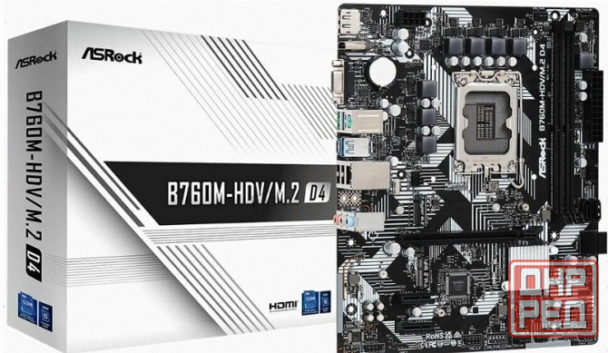 Материнская [арт-1796] плата Asrock B760m-Hdv/M.2 D4, Rtl Lga1700 Донецк - изображение 1