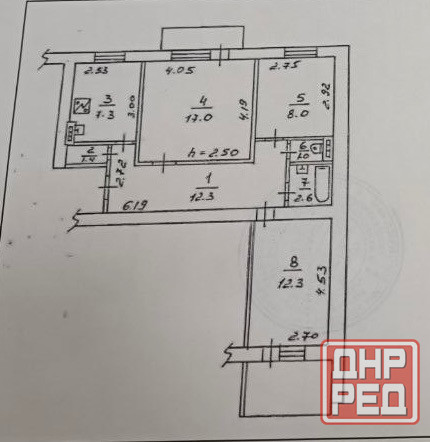 3х комн, Щетинина, 64,6м2, 9/9 Донецк - изображение 1