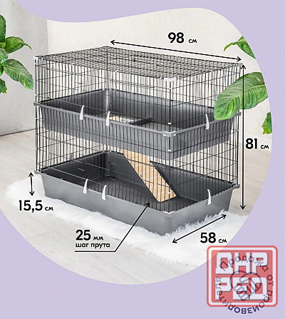 Клетка для грызунов 100/58/91 двухэтажная Донецк - изображение 1