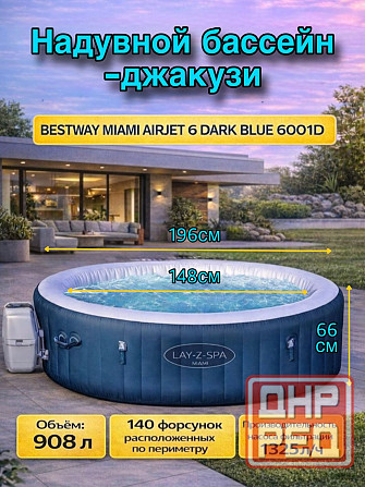Спа-бассейн Bestway Miami EnergySense AirJet 6 Dark Blue 196х66см, 6001D Донецк - изображение 1
