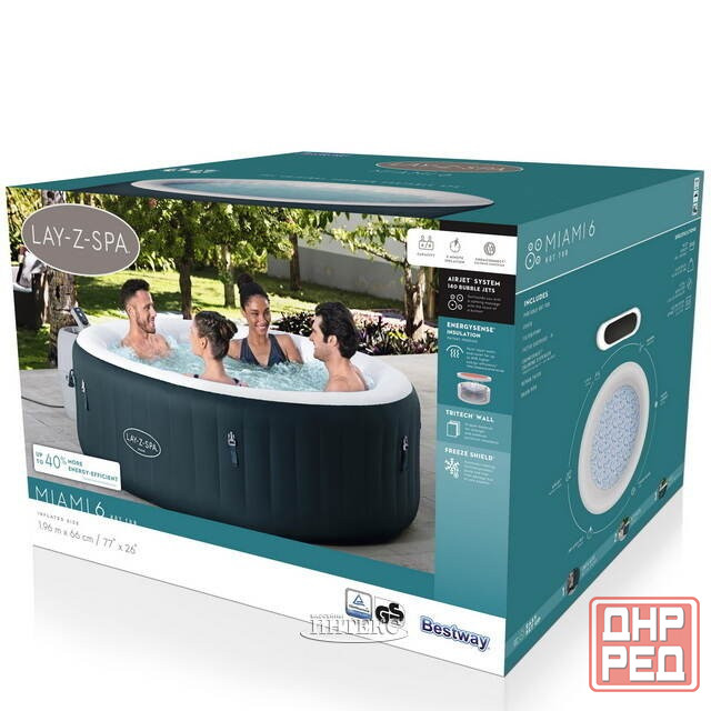 Спа-бассейн Bestway Miami EnergySense AirJet 6 Dark Blue 196х66см, 6001D Донецк - изображение 2