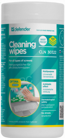 Влажные [арт-2824] салфетки для экрана Defender Multipurpose Cleaning Wipes Cln 30322 100 шт. Макеевка