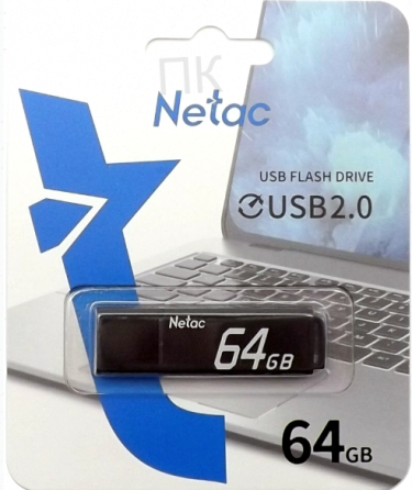 Накопитель (арт:арт-8238) Usb 2.0 64гб Netac U351 (Nt03u351n-064g-20bk), черный Макеевка