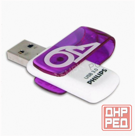 Флеш (арт:арт-9153) накопитель 64gb Philips Vivid3.0 64gb, Usb 3.0 фиолетовый (Fm64fd00b/97) Макеевка - изображение 1