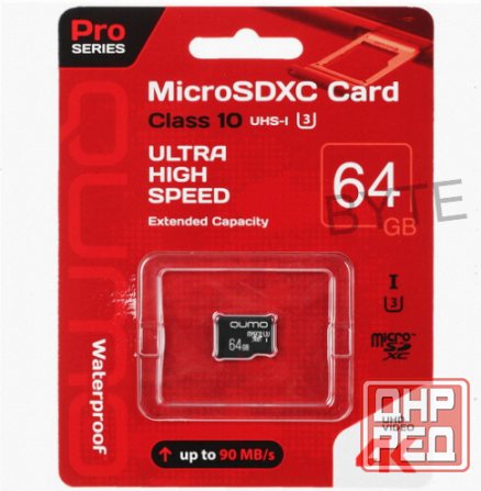 Карта (арт-7102) памяти Qumo Microsdxc 64 гб [Qm64gmicsdxc10u3na] Макеевка - изображение 1