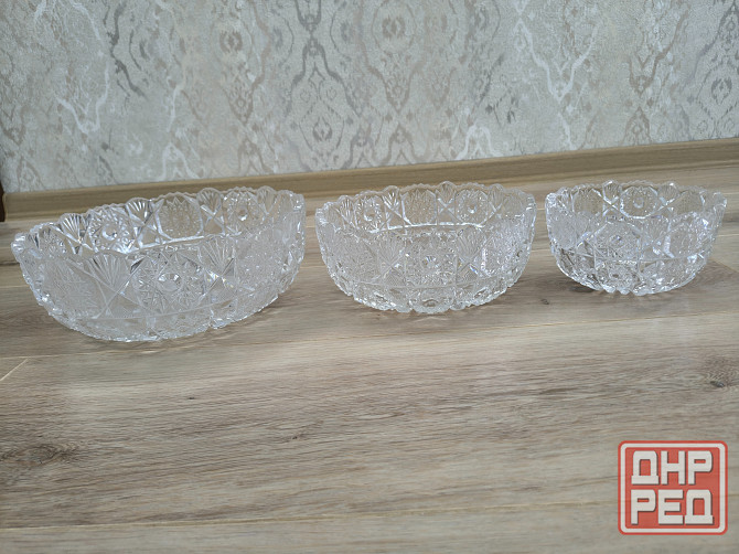 Хрустальные салатники круглые. Набор из 3 единиц Донецк - изображение 7