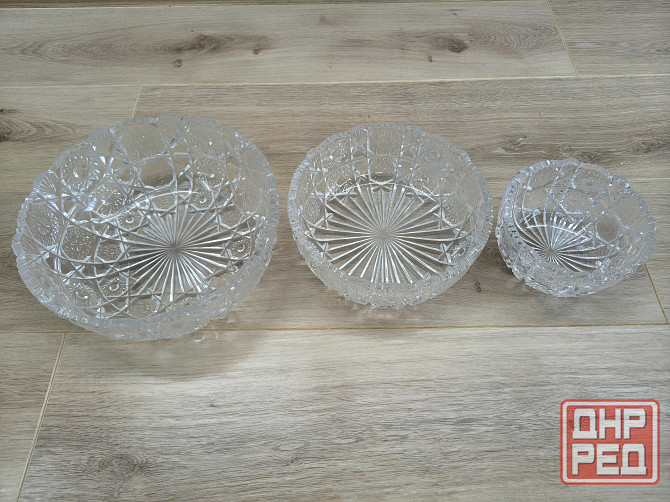 Хрустальные салатники круглые. Набор из 3 единиц Донецк - изображение 8