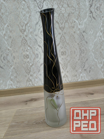 Ваза стеклянная напольная черно-белая Донецк - изображение 3