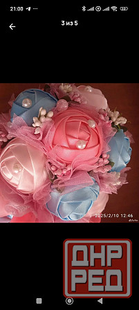 Свадебный букет из атласных лент Макеевка - изображение 3