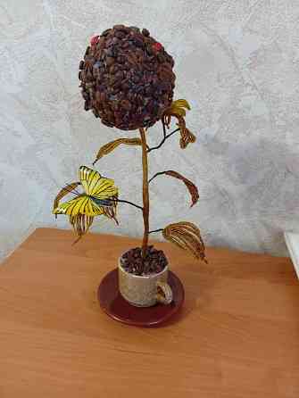 Кофейный топиарий из бисера и кофейных зерен Макеевка