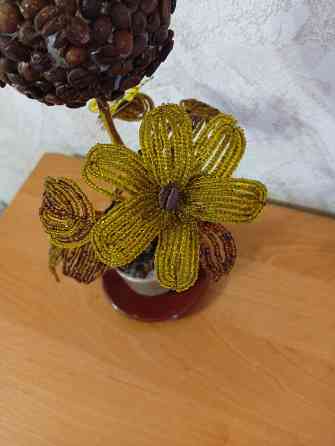 Кофейный топиарий из бисера и кофейных зерен Макеевка