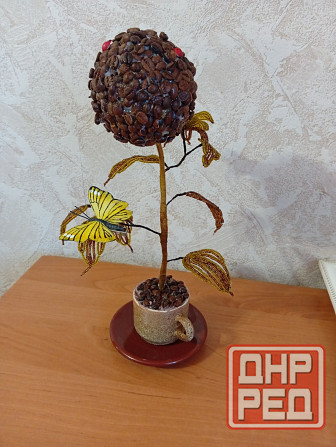 Кофейный топиарий из бисера и кофейных зерен Макеевка - изображение 1