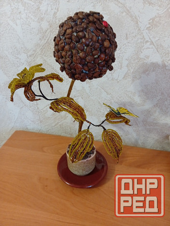 Кофейный топиарий из бисера и кофейных зерен Макеевка - изображение 3