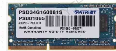 Оперативная Память Sodimm Patriot Signature [psd34g160081s] 4 гб - арт:6060 Донецк