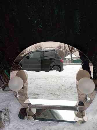 Зеркало в ванную комнату с полочкой и с двумя светильниками Макеевка