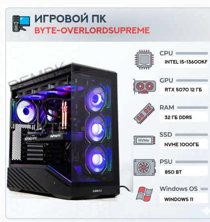 Игровой Компьютер Byte-overlordsupreme | Intel Core i5-13600kf (14ядер/20потоков) | 850w - арт:7592 Макеевка