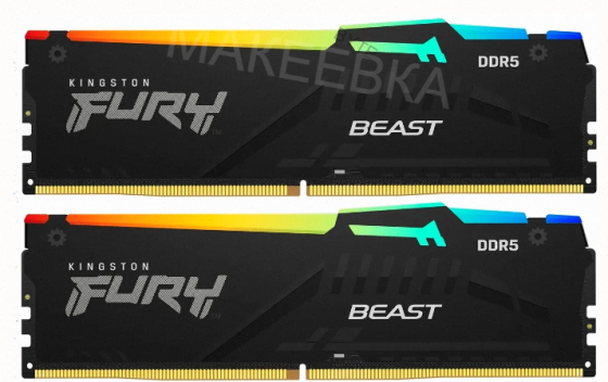 Оперативная Память Kingston Fury Beast Black kf552c40bbak2-16 Ddr5 - 2x 8гб 5200мгц, Dimm - арт:1785 Донецк