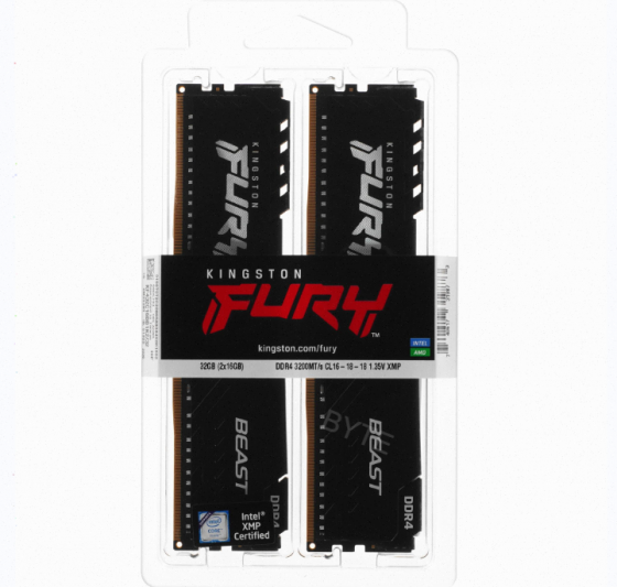 Оперативная Память Kingston kf432c16bb1k2/32wp, 32gb (2x16gb) 3200mt/s Ddr4 cl16 Dimm, Че - арт:3077 Донецк