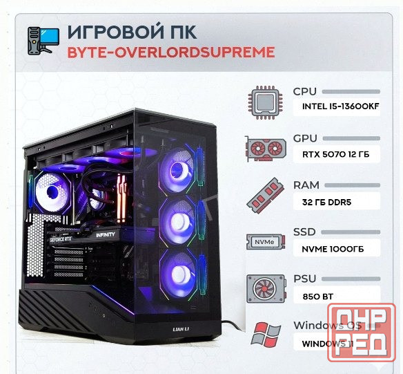 Игровой Компьютер Byte-overlordsupreme | Intel Core i5-13600kf (14ядер/20потоков) | 850w - арт:3550 Донецк - изображение 1