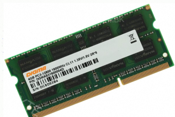 Память 4gb 1600mhz Digma Dgmas31600004d Rtl pc3-12800 cl11 so-dimm 204-pin 1.5в Dual Rank - арт:1515 Донецк
