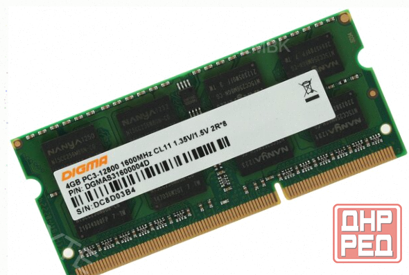 Память 4gb 1600mhz Digma Dgmas31600004d Rtl pc3-12800 cl11 so-dimm 204-pin 1.5в Dual Rank - арт:1515 Донецк - изображение 1