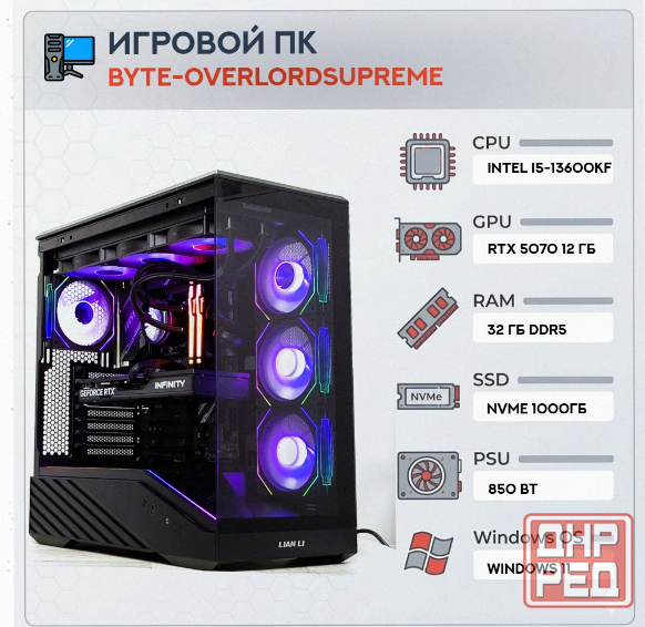 Игровой Компьютер Byte-overlordsupreme | Intel Core i5-13600kf (14ядер/20потоков) | 850w - арт:3100 Макеевка - изображение 1