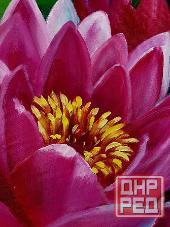 Картина "Розовый лотос" пейзаж с озером, красивые цветы, капли воды, картина в интерьер Донецк - изображение 2